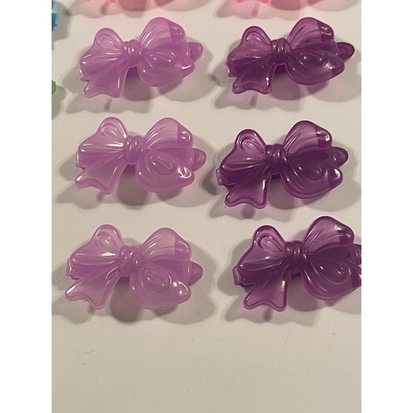 Vintage Lot Girl's Hair Clip Bows Barrettes Translucent Colorful 80's 90's Y2K - Picture 9 of 13